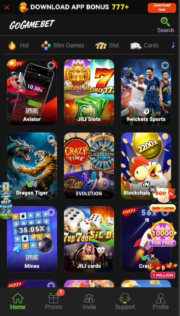 GOGAME BET APK home screen