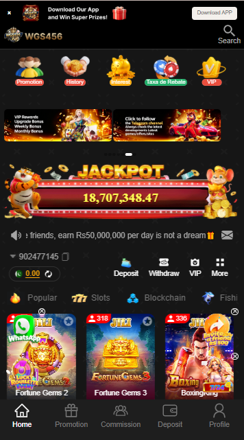 WGS456 Game APK latest version home screen